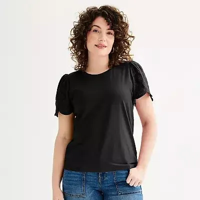 Women's Draper James Embroidered Sleeve Knit Top