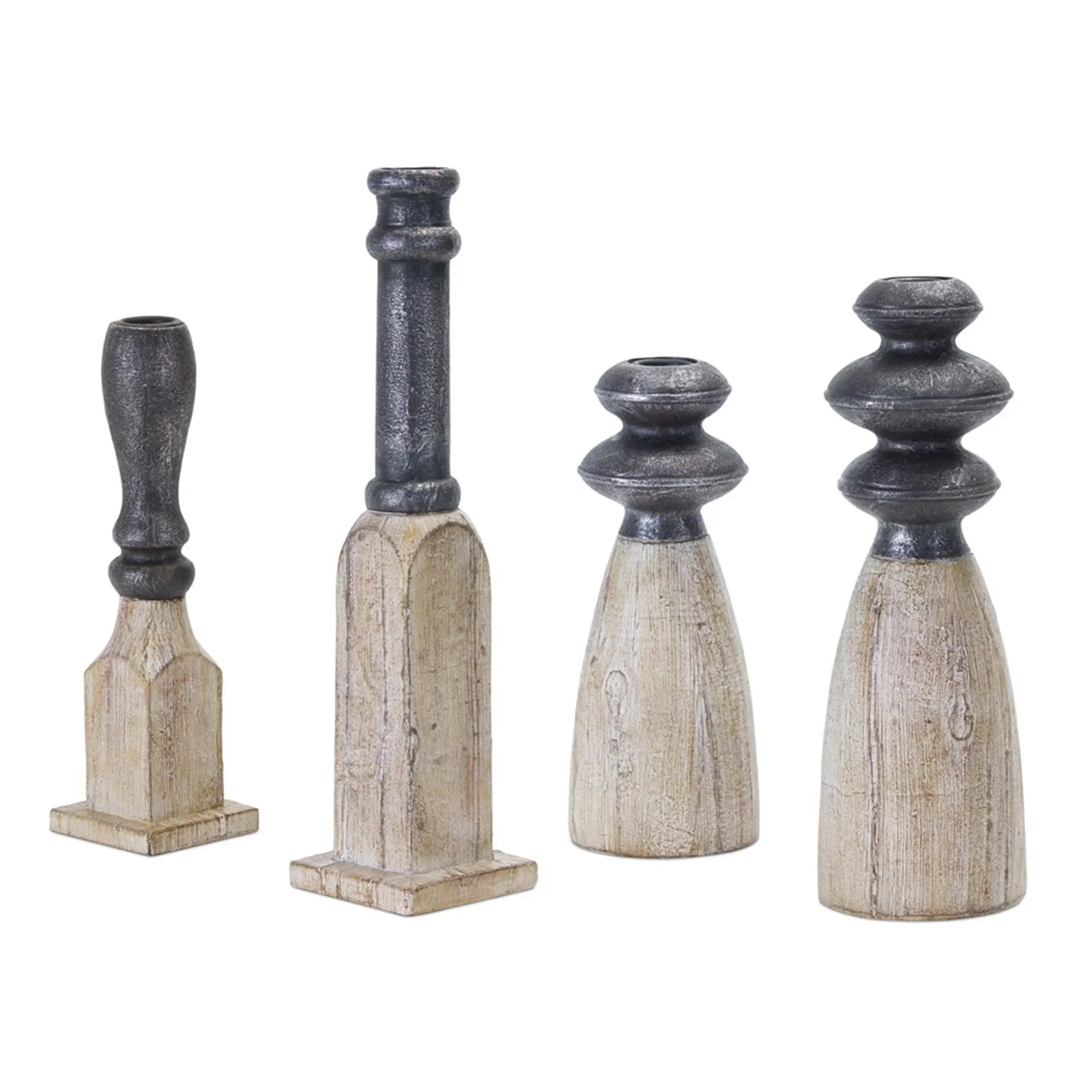 Contemporary Assorted Candle Holder Sticks, Set of 4