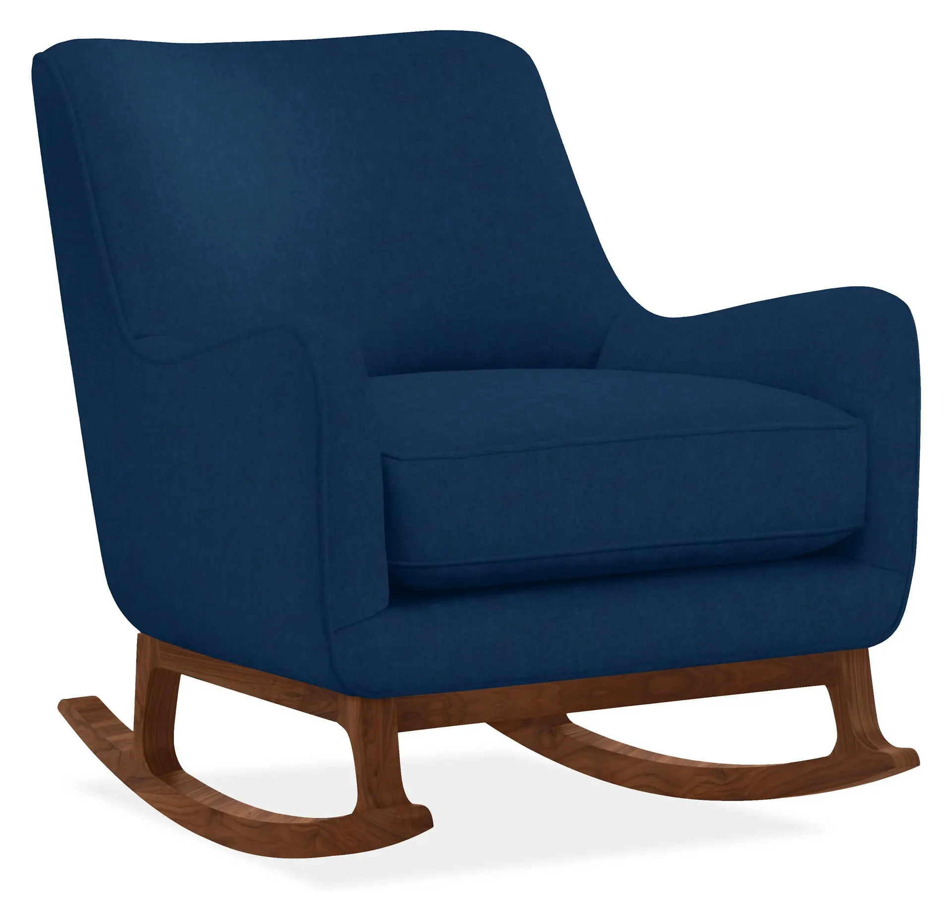 Quinn Rocking Chair in View Indigo with Walnut Base