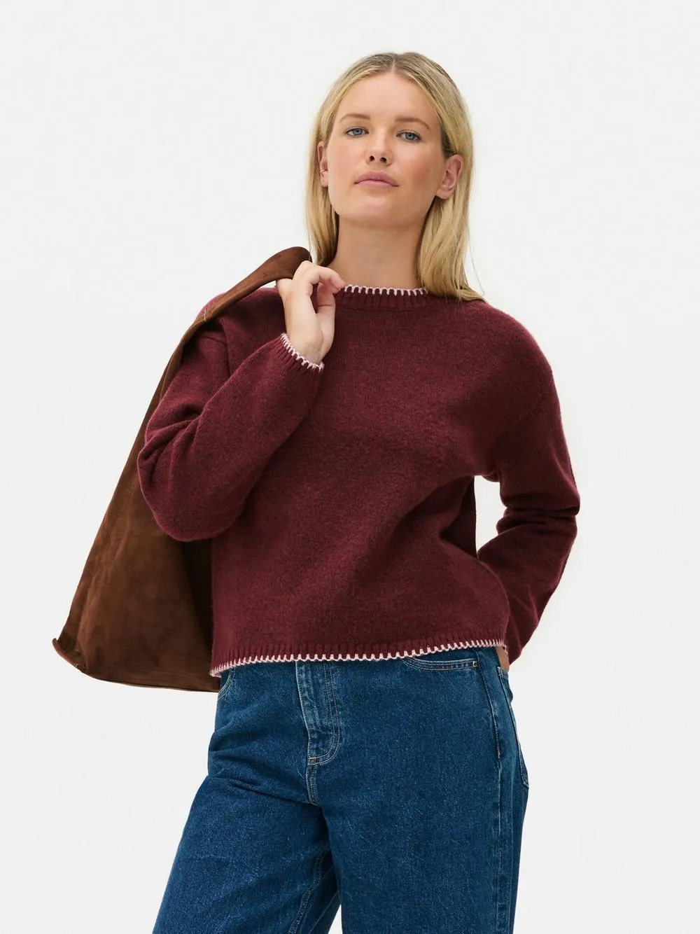 Contrast Stitch Knitted Sweater