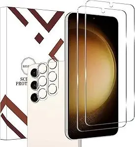 Galaxy S23 Tempered Glass Screen Protector + Camera Lens Protector [ 2 + 2 Pack ][Case Friendly] [Anti-Scratch] [Ultrasonic Fingerprint Unlock] Clear HD Glass Protective Film for Samsung Galaxy S23