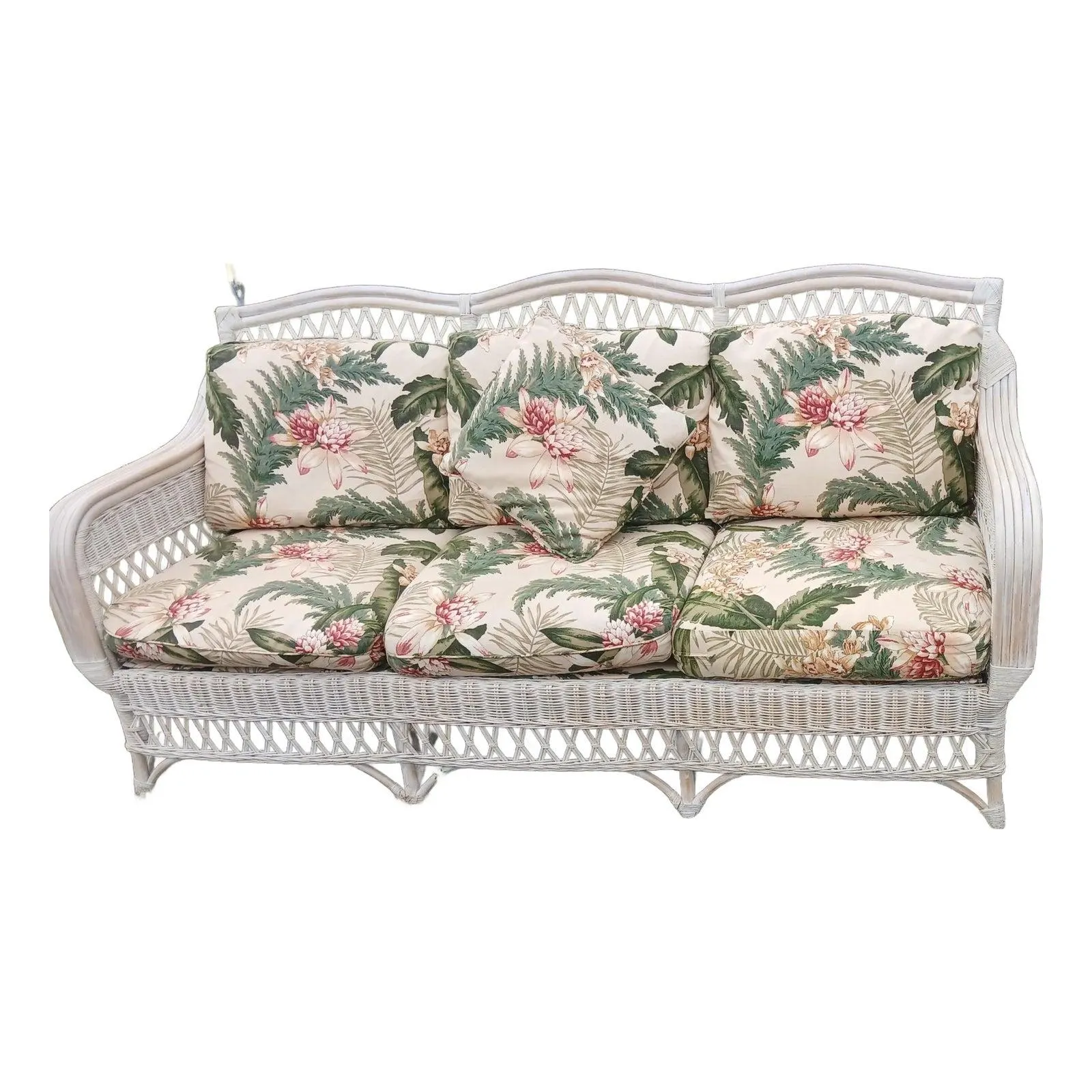 Henry Link for Lexington Cerused Pencil Reed Braided Rattan Wicker Sofa