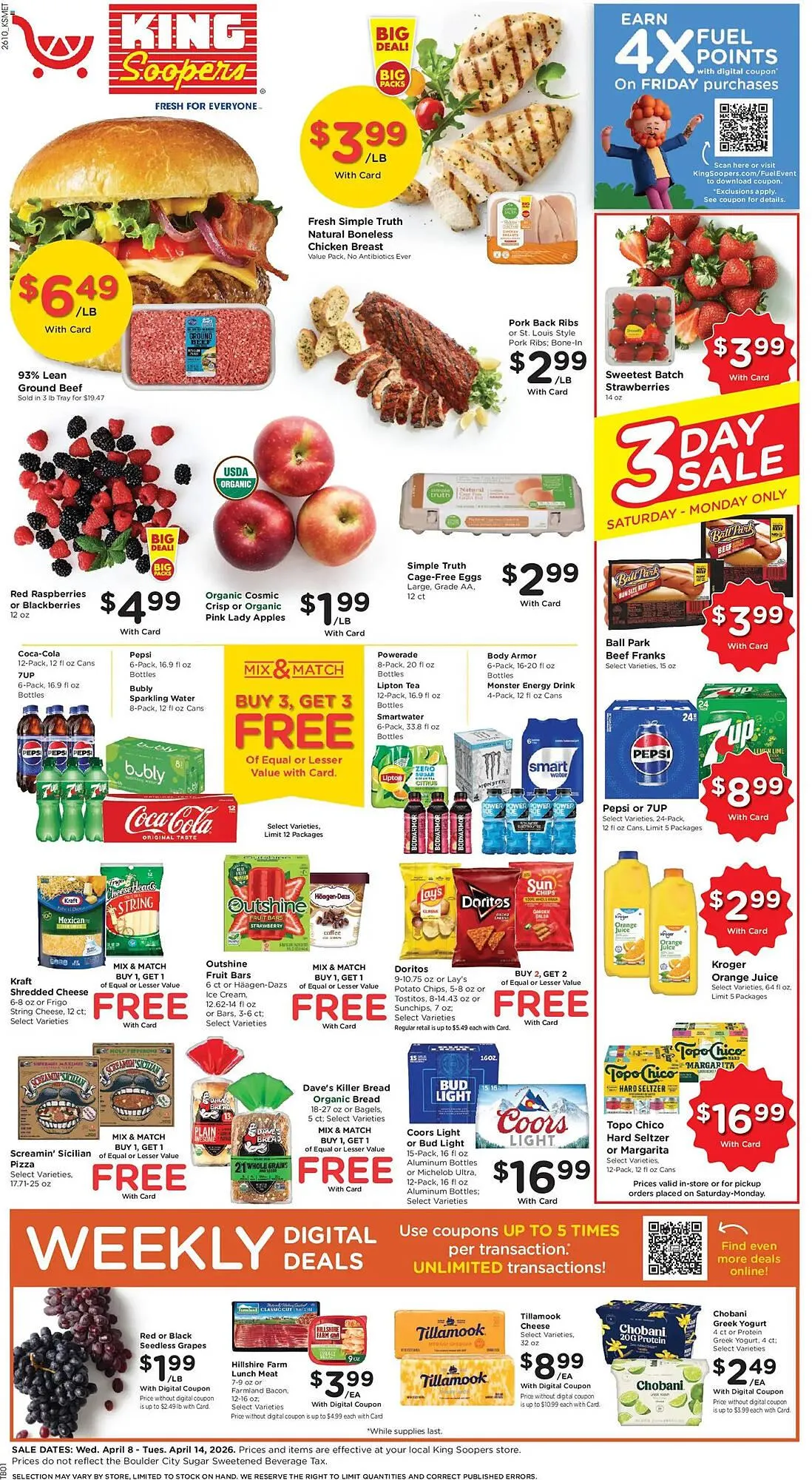 Weekly promotion King Soopers weekly ad spanning from April 8 to April 15 2026 - Page 1 for Catalogue 365