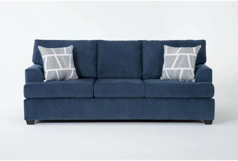 Colby Navy Blue Fabric 88" Sofa | Track Arms