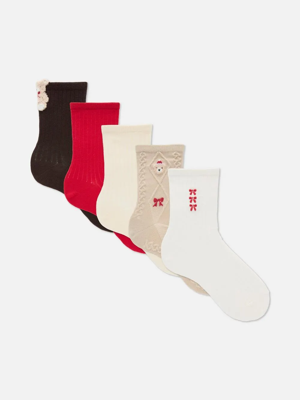 5pk Christmas Bear Crew Socks