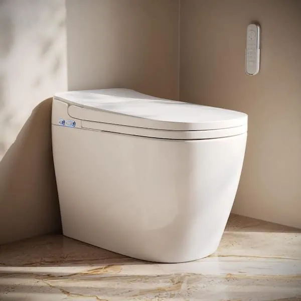 Avancer Elongated 1-Piece Smart Toilet Single Flush 1.28GPF in White with Bidet, Air Drying, Night Light, Foot Sensor