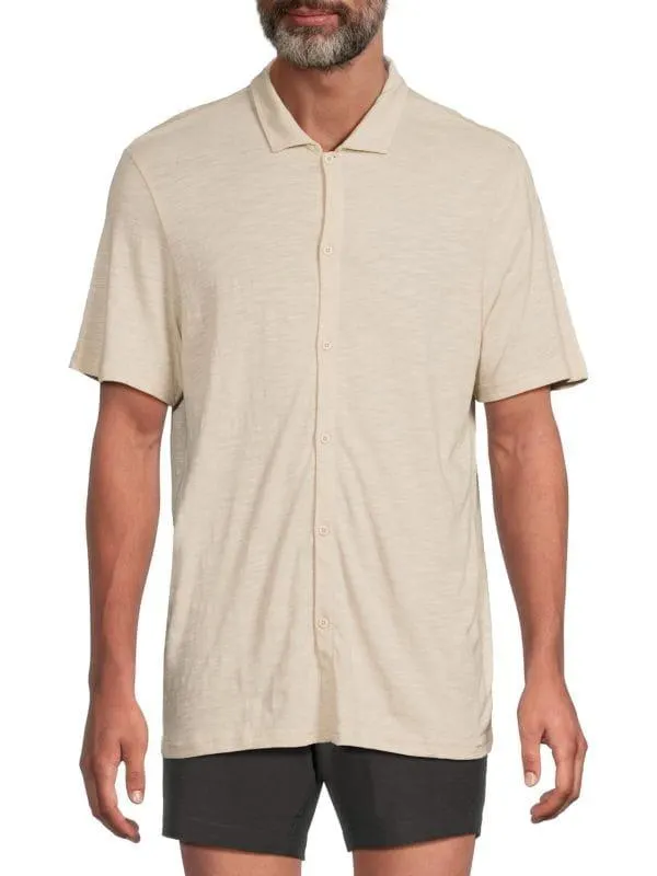 ​Slub Knit Cotton Button-Front Shirt