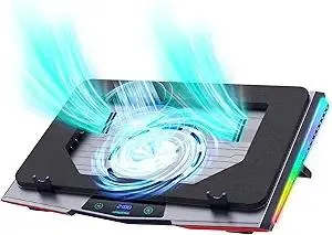 LIANGSTAR Gaming Laptop Cooling Pad, RGB Laptop Cooler with 3 Powerful Turbofans, 5 Height Adjustable Laptop Cooling Stand, 5 Fan Speed Touch Control, Seal Memory Foam for Cooling 12-19.3 inch Laptop
