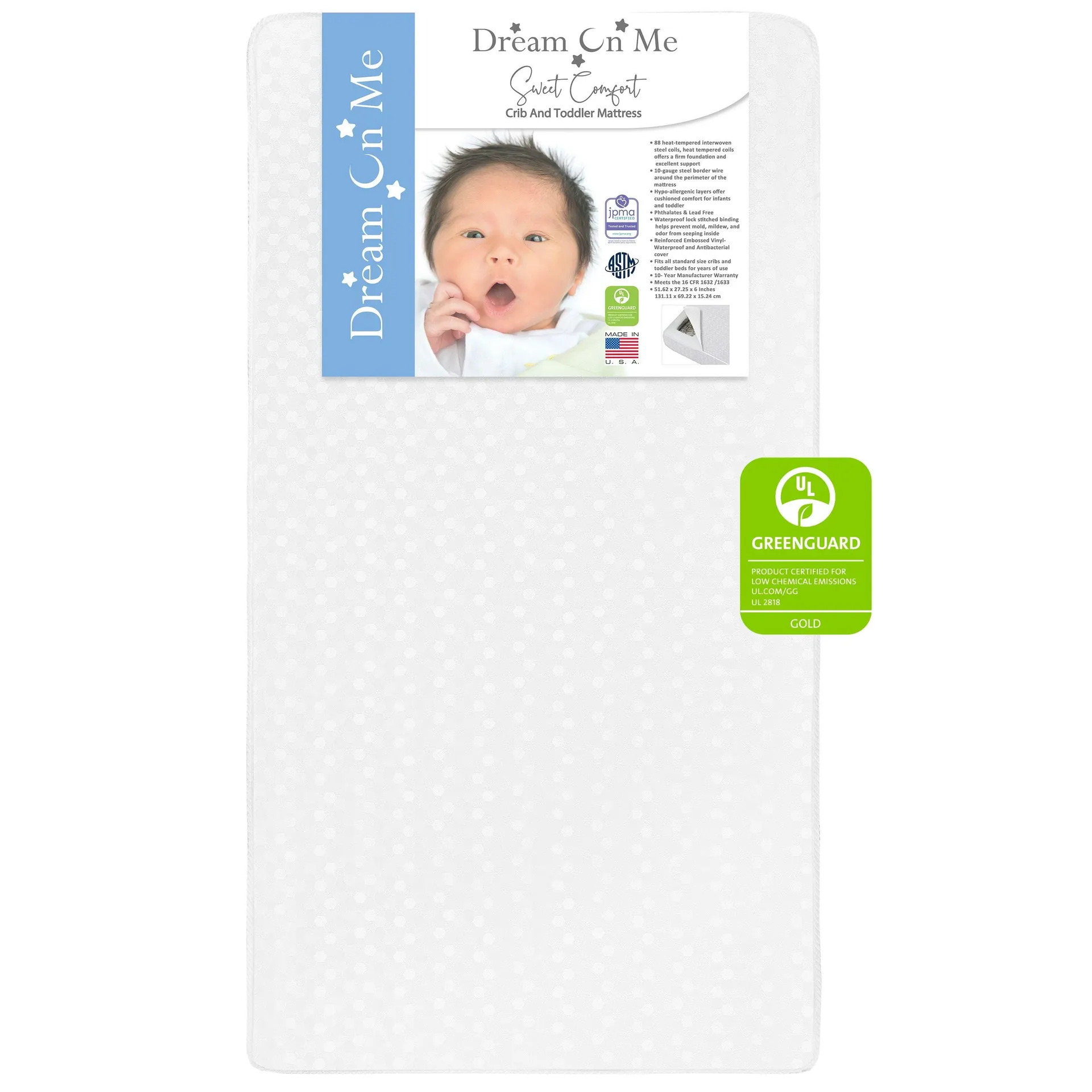 Dream On Me Sweet Comfort 88 Coil Spring Crib And Toddler Mattress