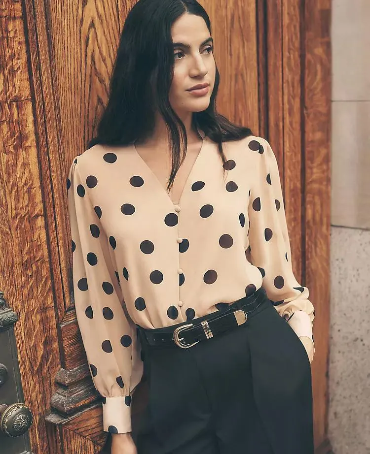 Dotted V-Neck Popover