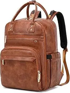 18 Pockets Diaper Bag Backpack with Waterproof Pockets and Stroller Buckle, Convertible Tote Bag (Brown, Large)