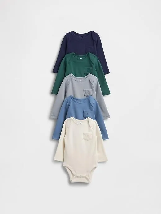 Baby First Favorites Softspun Waffle Pocket Bodysuit (5-Pack)