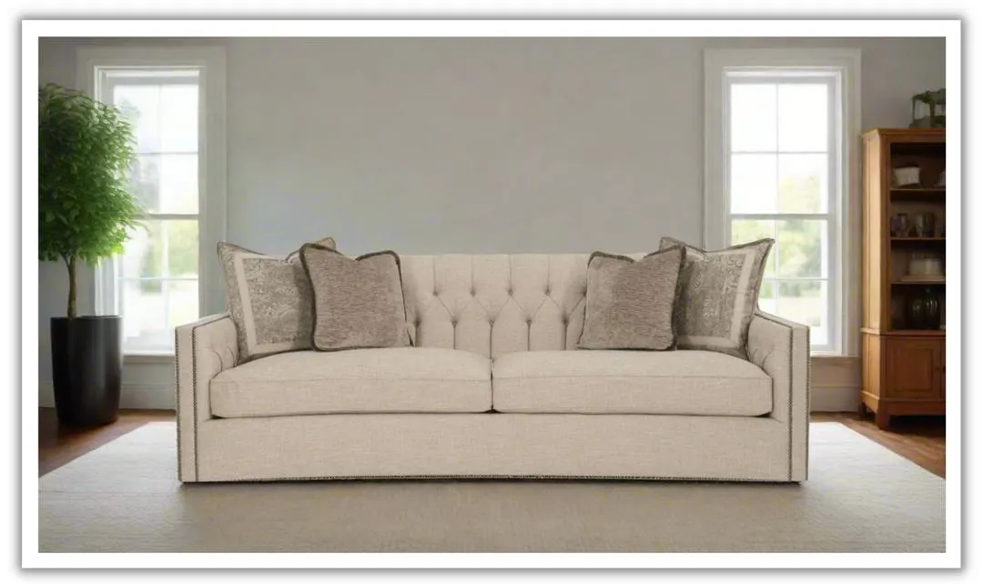 Bernhardt Candace 3-Seater Tufted Fabric Sofa With Reversible Seat Cushions