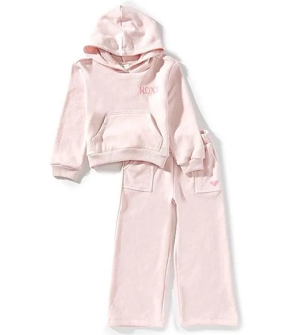 Little Girls Long Sleeve French Terry Hoodie & Flare Sweat Pant 2-Piece Set