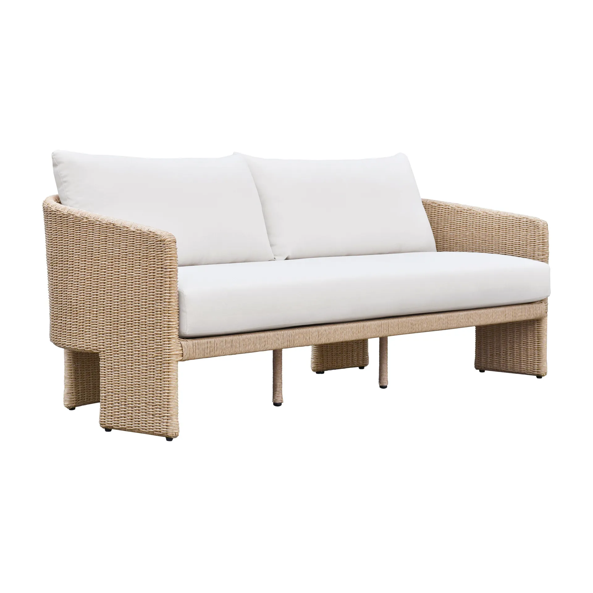Alexa 80" Rattan Performance Fabric Outdoor Sofa