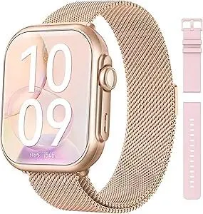 Smart Watch for Women Men Fitness: Smart Watch for iPhone&Android Bluetooth Call with SpO2 Sleep Heart Rate Monitor,IP68,Fitness Tracker with 120+Sport,Reloj Inteligente 30 Day+Battery Life, 2 Bands