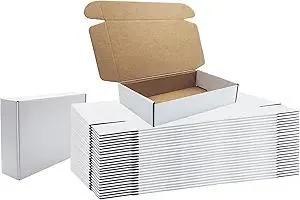 10x6x2 inches Shipping Boxes Set of 25, White Cardboard Box Kraft Corrugated Mailer Box,Boxes for Shipping E-commerce Packaging, Holidays Gift and Small Business Giving Literature Mailing
