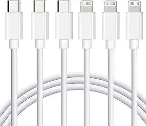 Lightning Cable [MFi Certified] 3Pack 6FT iPhone Fast Charger Cable Power Delivery Type C Charging Cord Compatible with iPhone 14 13 13 Pro Max 12 12 Pro Max 11 XS XR X 8 iPad,White