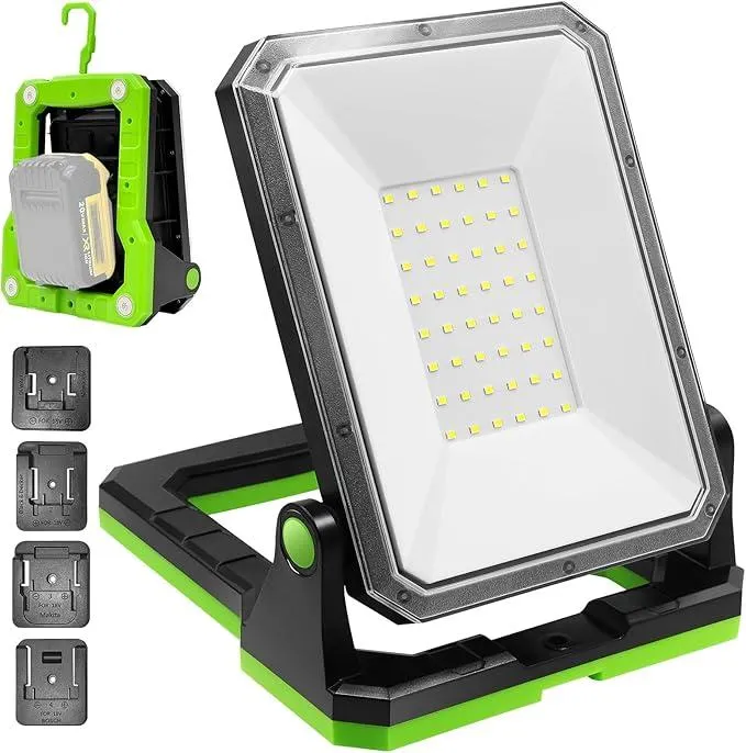 Rechargeable Work Light Magnetic, 30W 3000LM Cordless LED Work Light Compatible with DEWALT, Milwaukee, Makita, Black&Decker, PorterCable, Stanley, Bosch 18-20V Power Tool Battery(Light Only)
