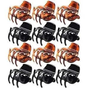 12 Pieces Medium Size Hair Claw Clamp 1.3 Inch No-Slip Grip Jaw Clips for Women and Girls Stocking Stuffers(Black and Brown)