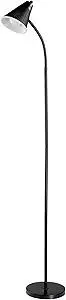 GLOBE Electric x Novogratz 12708 59" 1-Light LED Integrated Floor Lamp, Matte Black, Plastic Mesh Shade, E26 Bulb Included, Adjustable Spotlight, Modern Standing Light for Bedroom or Office