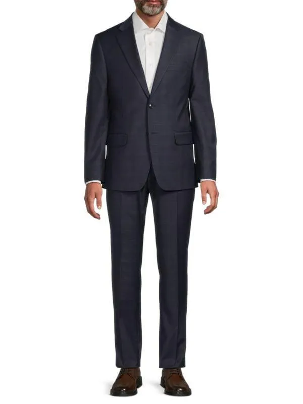 Wool Blend Plaid Modern-Fit Suit