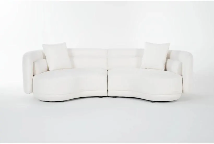 Formosa White Fabric 103" 2 Piece Curved Sofa