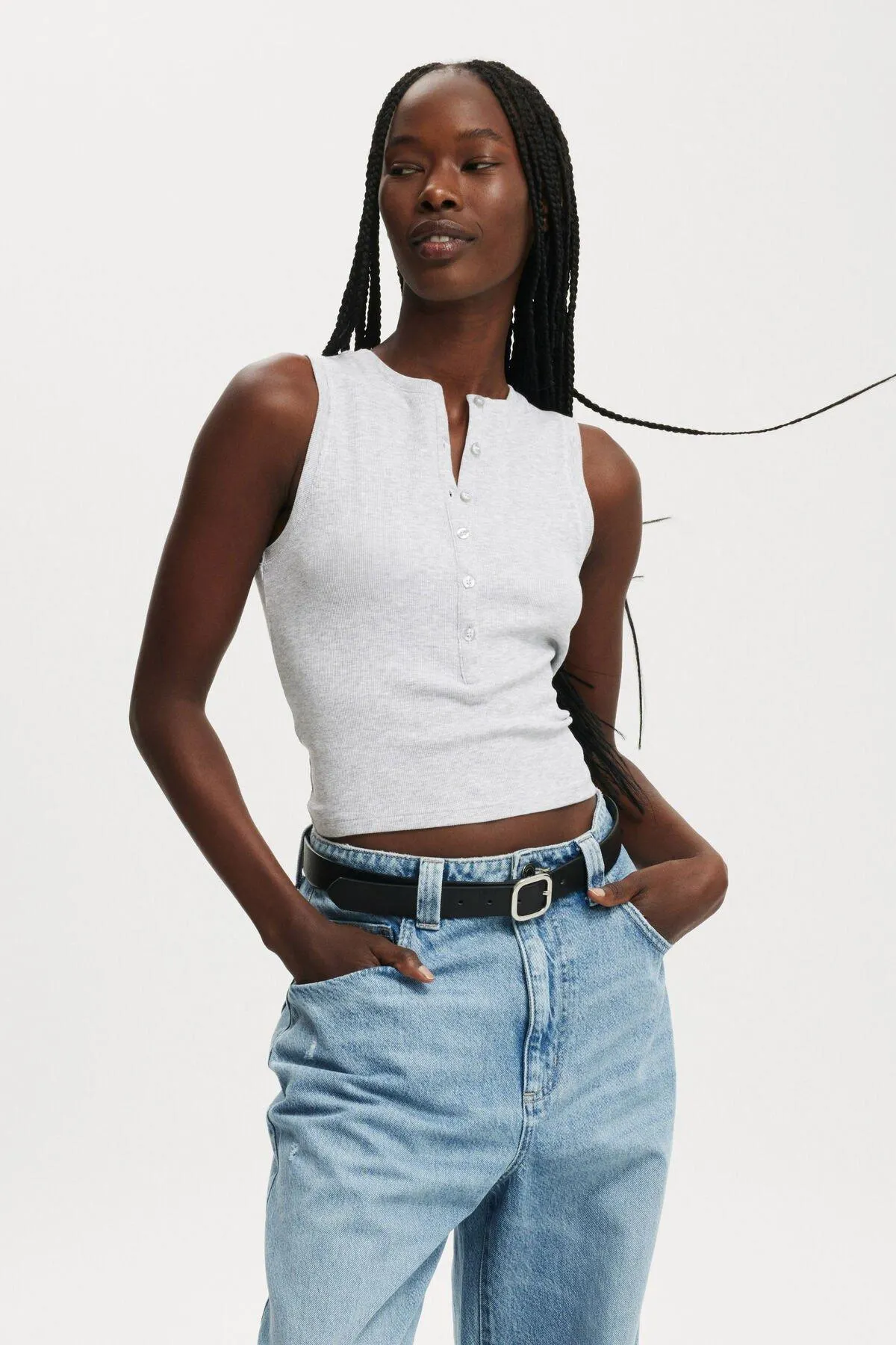 Kelsey Button Front Henley Tank