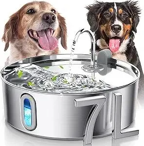Dog Water Fountain for Large Dogs 7L/236oz Stainless Steel Dog Water Bowl Dispenser Automatic Pet Water Fountain with Deeper Drinking Area, Multi-Filtration Pet Fountain with Ultra-Quiet Pump