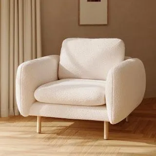 Sanders 37" Lounge Chair - Ivory Wool Bouclé