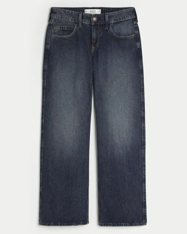 Low-Rise Dark Wash Baggy Jeans