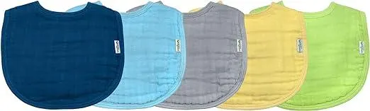 Green Sprouts Muslin Bibs made from Organic Cotton (5pk)- Set-0/12mo