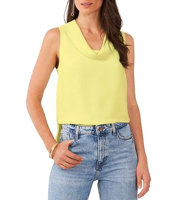 Luxe Crepe de Chine Sleeveless Cowl Neck Tank Top
