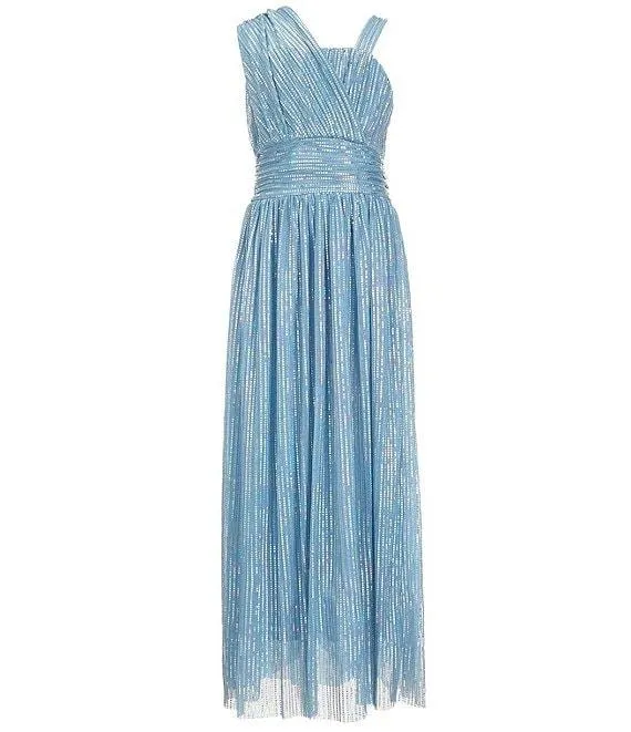 Big Girls One Shoulder Sequin Long Dress