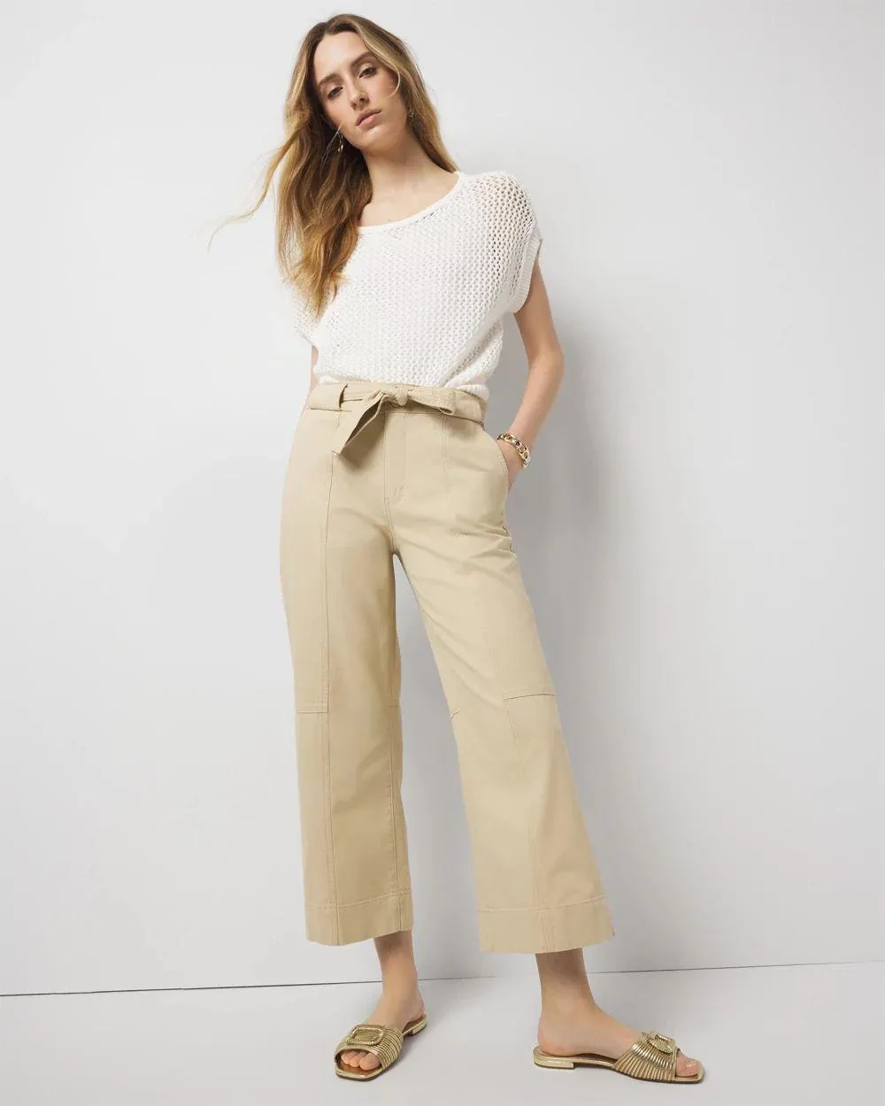 Extra High-Rise Pret Belted Wide Leg Cropped Pant