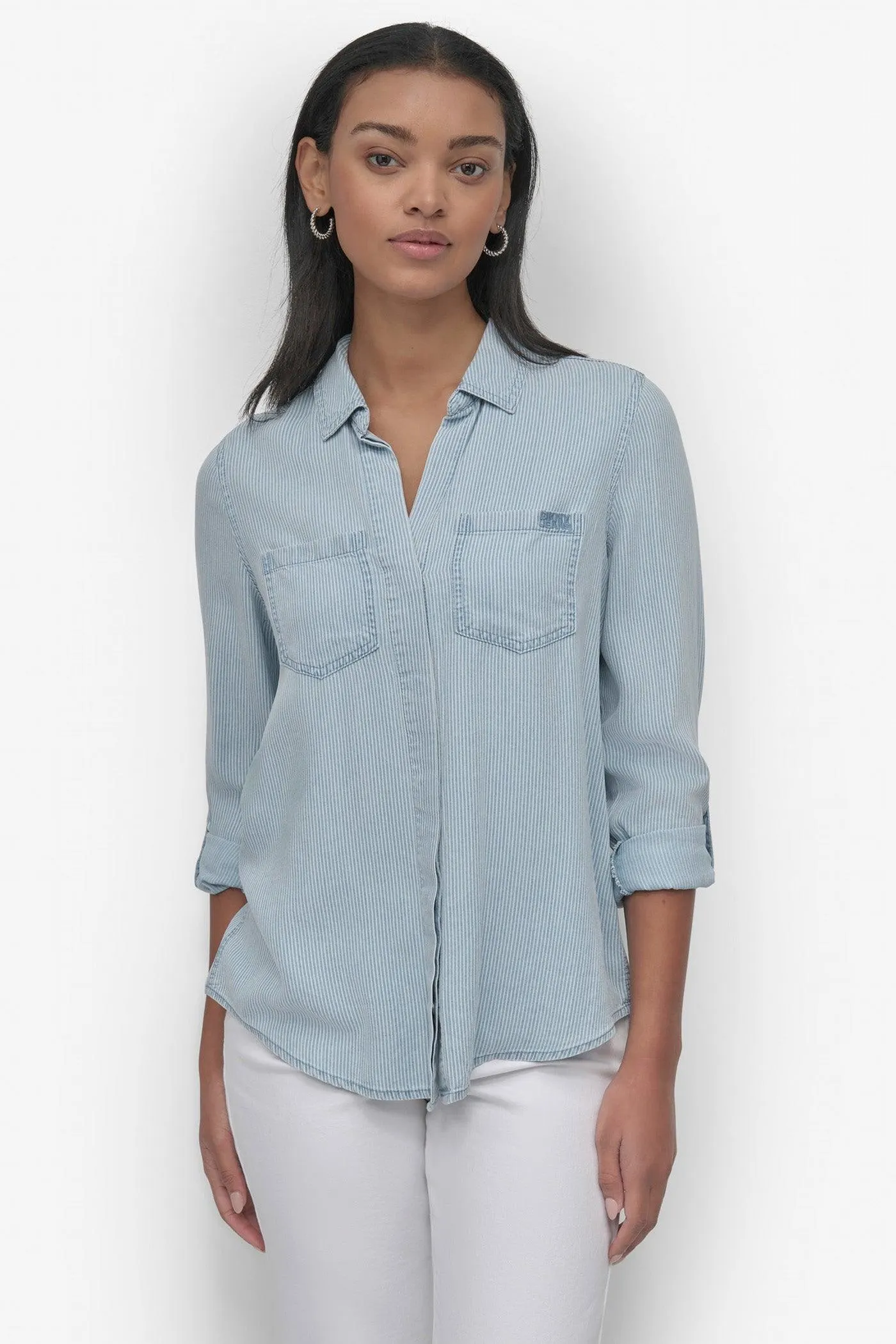 SPLIT BACK BUTTON FRONT SHIRT