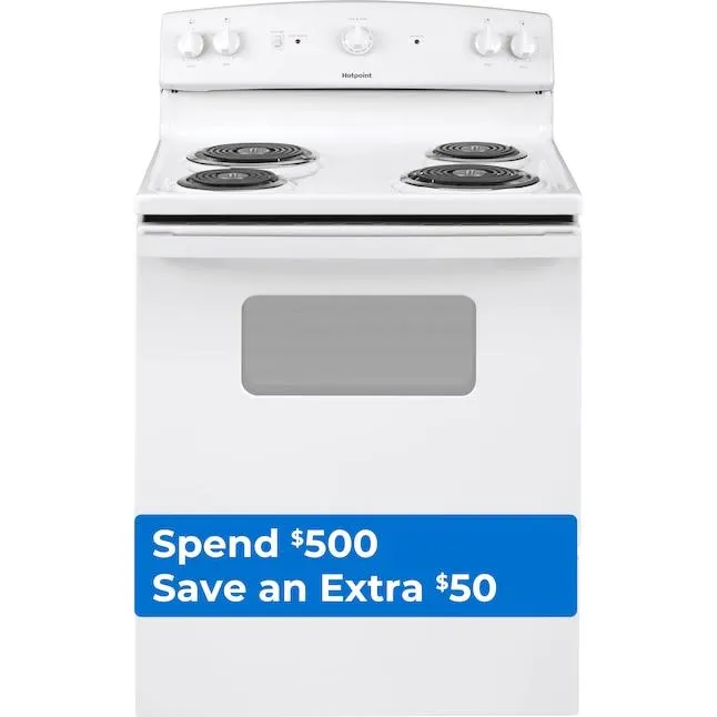 Hotpoint 30-in 4 Burners 5-cu ft Freestanding Electric Range (White)