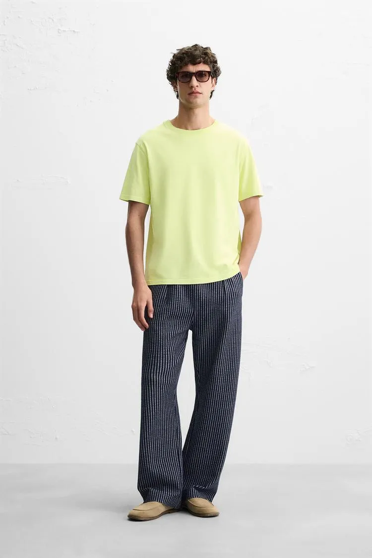 RELAXED FIT SEERSUCKER PANTS