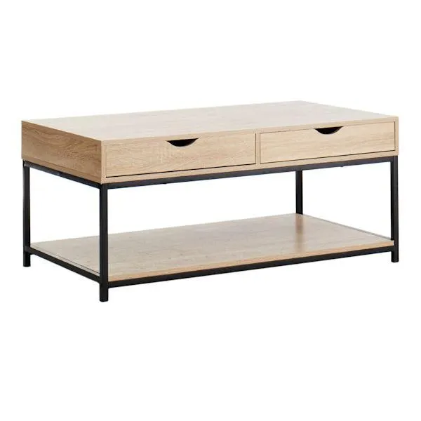 Burnaby Wood & Metal Coffee Table, Brown