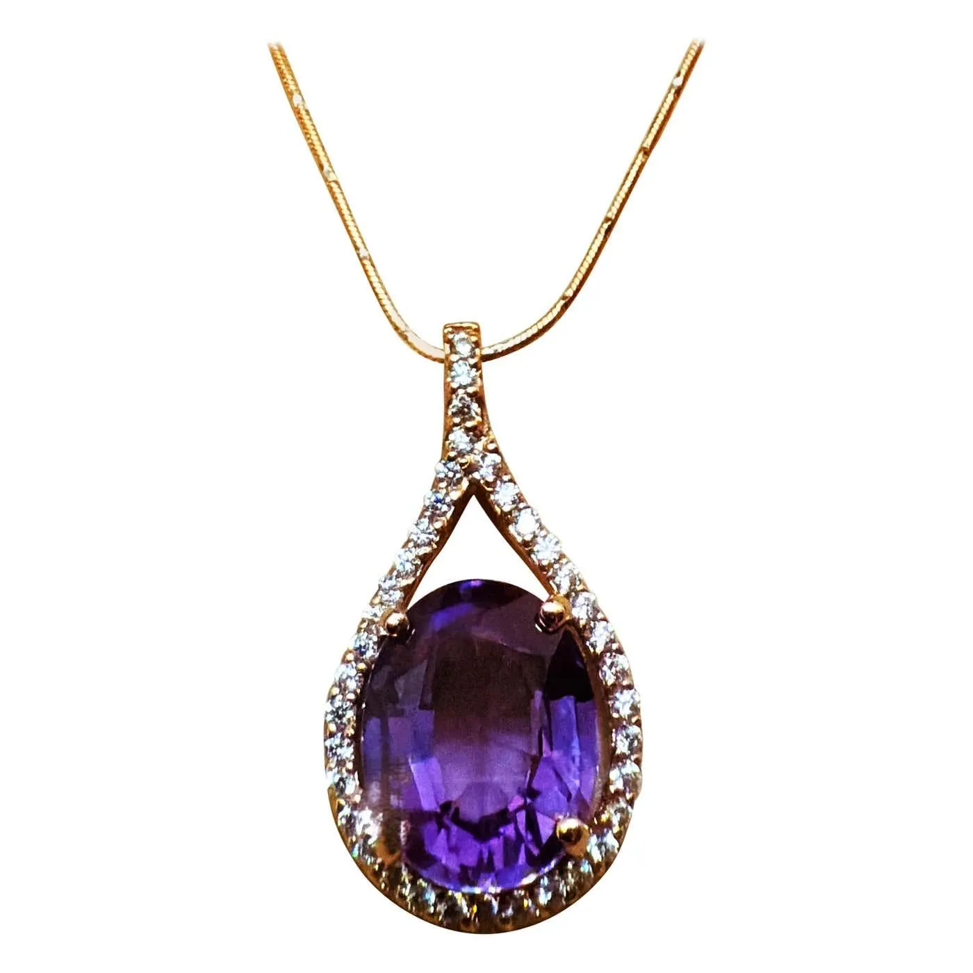 New 10 Carat Color Changing Alexandrite & Diamond Cut Sapphire R Gold PLNecklace