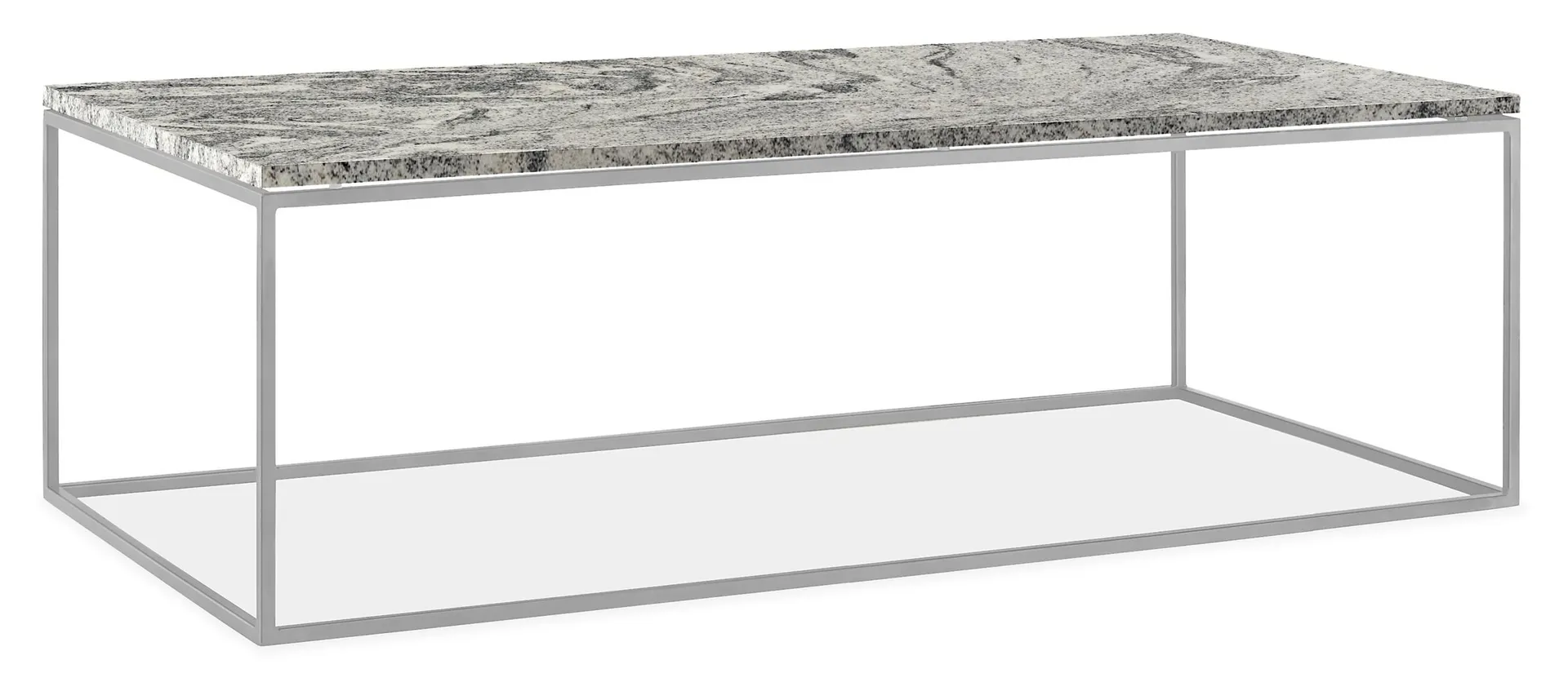 Tyne 48w 24d 15h Coffee Table w/Wiscont White Top & Stainless Steel Base