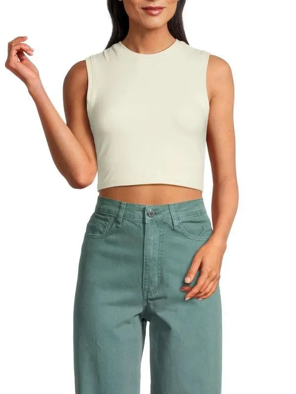 Jewelneck Muscle Tank Crop Top