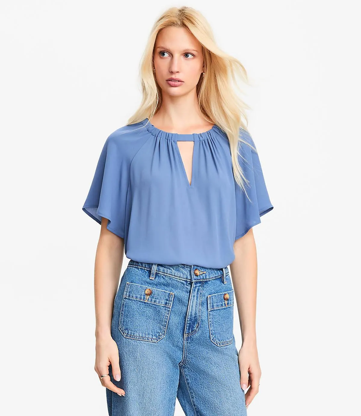 Cutout Mixed Media Blouse