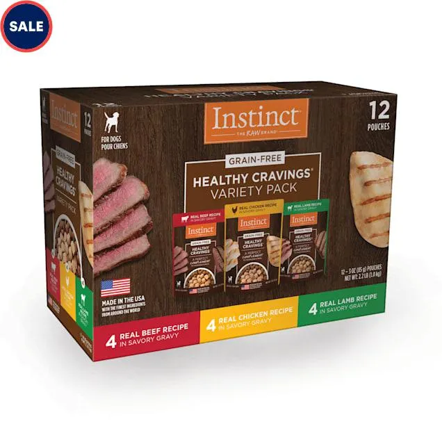 Instinct Healthy Cravings Grain Free Recipe Variety Pack Natural Wet Dog Food Topper, 3 oz.(Pack of 12)
