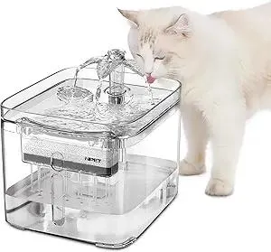NPET Cat Water Fountain, 3L Automatic Pet Drinking Fountain Dog Water Dispenser with Quadruple-Action Filter (Polycarbonate (PC), Clear)