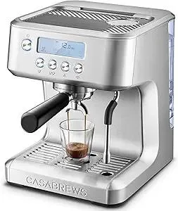 CASABREWS Ultra Espresso Machine with LCD Display, Powerful Milk Frother and Customizable Brewing Temperature, Provides Barista-Level Lattes and Cappuccinos