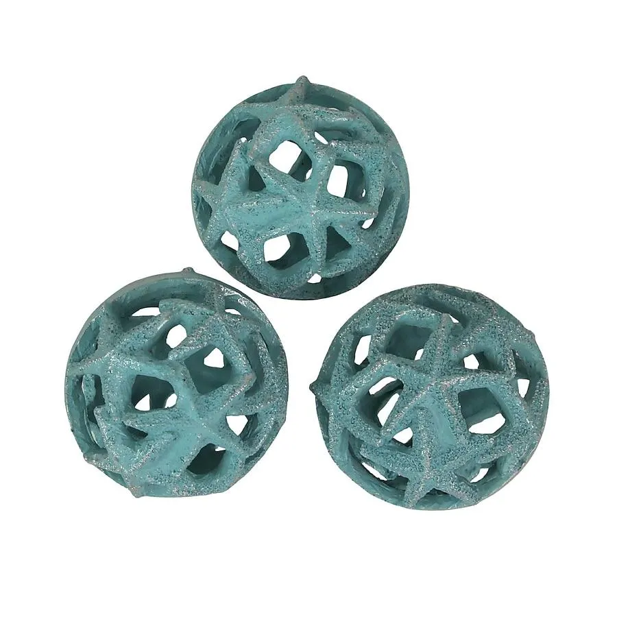 Fancy That Gift & Decor Coastal Starfish Orbs Set of 3 - Beach-Inspired Home Accent for Centerpieces