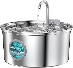 Cat Water Fountain Stainless Steel: Cat Fountain for Drinking - 108oz/3.2L Pet Water Fountain for Cats Indoor - Quiet Water Fountain for Cats - Faucet Pet Fountain - for Small and Medium-Sized Pets