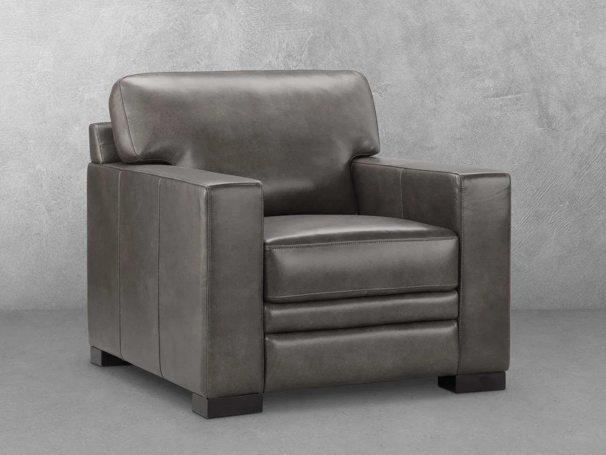 Astoria Top Grain Leather Chair - Gray
