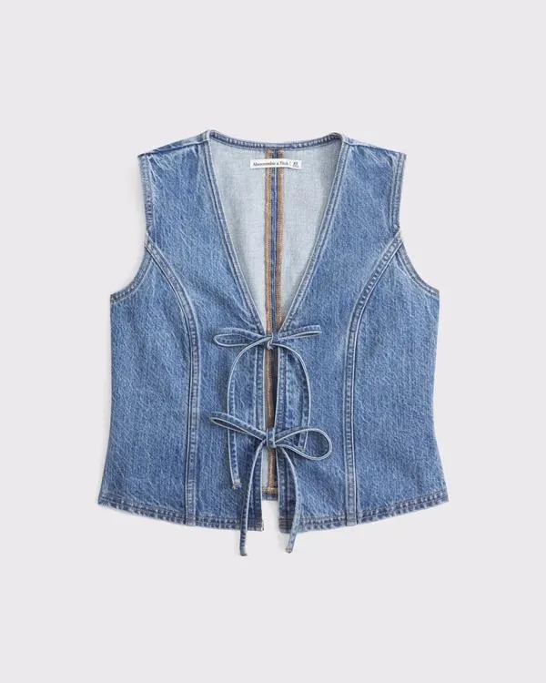 Tie-Front Denim Vest